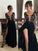 Neck Long Sleeves Lace Sheer A-Line/Princess Floor-Length Chiffon Dresses