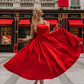 Bowknot Satin Square A-Line/Princess Sleeveless Tea-Length Homecoming Dresses