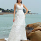 Applique Straps Long Sleeveless A-Line/Princess Satin Beach Wedding Dresses