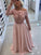 Sleeves Floor-Length Long Bateau A-Line/Princess Lace Chiffon Dresses