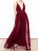Floor-Length V-neck A-Line/Princess Ruffles Tulle Dresses