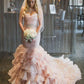 Sweetheart Train Trumpet/Mermaid Ruffles Sleeveless Court Organza Wedding Dresses