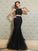 Sleeveless Straps Trumpet/Mermaid Spaghetti Floor-Length Applique Tulle Two Piece Dresses