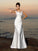 Trumpet/Mermaid Beading Scoop Long Sleeveless Satin Beach Wedding Dresses