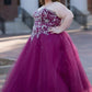 Ball Sweetheart Floor-Length Beading Sleeveless Tulle Gown Plus Size Dresses