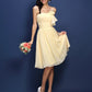 Strapless Sleeveless Flower A-Line/Princess Hand-Made Short Pleats Chiffon Bridesmaid Dresses
