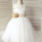 Lace Scoop A-Line/Princess Knee-Length Tulle Sleeveless Flower Girl Dresses