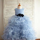 Gown Ruffles Organza Ball Scoop Sleeveless Floor-Length Flower Girl Dresses
