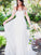 Train Sleeveless Applique A-Line/Princess Sweep/Brush Lace Off-the-Shoulder Chiffon Wedding Dresses