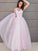 Sleeveless A-Line/Princess V-neck Applique Tulle Floor-Length Dresses