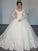Gown Train Court Ball V-neck Long Sleeves Tulle Wedding Dresses