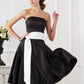 A-Line/Princess Short Strapless Sash/Ribbon/Belt Sleeveless Satin Bridesmaid Dresses