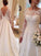 Long Lace Gown Scoop Train Ball Court Sleeves Satin Wedding Dresses