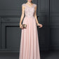 Applique Straps Sleeveless A-Line/Princess Long Chiffon Dresses