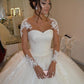 Gown Applique Court Sleeves Tulle Long Ball Scoop Train Wedding Dresses