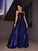 A-Line/Princess Spaghetti Straps Sequins Ruffles Sleeveless Floor-Length Dresses