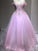 Sleeveless Straps Tulle Spaghetti Ball Gown Crystal Floor-Length Dresses