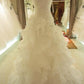 Court Sleeveless Sweetheart Organza Ruffles Gown Ball Train Wedding Dresses
