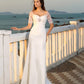 Applique Sweetheart Short Sleeves Satin Long Sheath/Column Beach Wedding Dresses