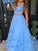 Off-the-Shoulder A-Line/Princess Tulle Applique Sleeveless Floor-Length Dresses