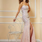 Beading Sleeveless Strapless A-Line/Princess Long Chiffon Dresses