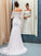 Trumpet/Mermaid Sweep/Brush Sleeves 1/2 Lace Off-the-Shoulder Train Wedding Dresses