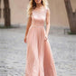 Applique A-Line/Princess Sleeveless Scoop Floor-Length Chiffon Dresses