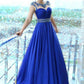 A-Line/Princess Sleeveless Bateau Floor-Length Beading Chiffon Dresses