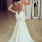 Trumpet/Mermaid Train Sweep/Brush Scoop Applique Sleeveless Lace Wedding Dresses