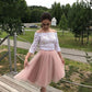 Tulle Lace Sleeves A-Line/Princess Off-the-Shoulder Long Tea-Length Homecoming Dresses