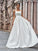 Spaghetti Ruffles Satin A-Line/Princess Sweep/Brush Sleeveless Straps Train Wedding Dresses