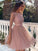 Scoop Sleeves A-Line/Princess Ruffles 3/4 Short/Mini Homecoming Dresses