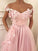 Floor-Length Sleeveless A-Line/Princess Off-the-Shoulder Applique Tulle Dresses
