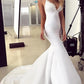 Trumpet/Mermaid Stretch Spaghetti Train Sweep/Brush Lace Straps Sleeveless Crepe Wedding Dresses