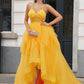 Tulle A-Line/Princess Ruffles V-neck Sleeveless Asymmetrical Dresses
