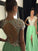 V-neck Short Chiffon A-Line/Princess Sleeves Sequin Floor-Length Dresses