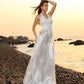 Sash/Ribbon/Belt Long Halter Sleeveless A-Line/Princess Lace Beach Wedding Dresses