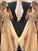 Floor-Length V-neck A-Line/Princess Sleeveless Beading Tulle Dresses