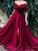 A-Line/Princess Off-the-Shoulder Sweep/Brush 1/2 Sleeves Train Ruffles Tulle Dresses