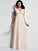 Pleats V-neck Sleeveless A-Line/Princess Long Chiffon Dresses