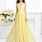 A-Line/Princess Sleeveless Pleats Long Halter Chiffon Bridesmaid Dresses