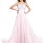 Scoop A-Line/Princess Sleeveless Beading Long Chiffon Dresses