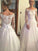 Lace Tulle Off-the-Shoulder Court Long Ball Gown Sleeves Train Wedding Dresses