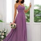 A-Line/Princess Ruched V-neck Sleeveless Chiffon Floor-Length Bridesmaid Dresses