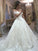 Applique Sweep/Brush Off-the-Shoulder A-Line/Princess Train Sleeveless Tulle Wedding Dresses
