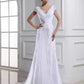 Sleeveless V-neck Long Beading A-Line/Princess Tulle Wedding Dresses