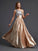 Elastic Long A-Line/Princess One-Shoulder Sleeveless Paillette Woven Satin Dresses