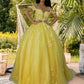 Applique Gown Ball Sleeveless Tulle Off-the-Shoulder Sweep/Brush Train Dresses