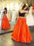 Taffeta Sleeveless Floor-Length Ruffles Off-the-Shoulder A-Line/Princess Two Piece Dresses
