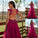Tulle Applique V-neck A-Line/Princess Sleeveless Floor-Length Dresses